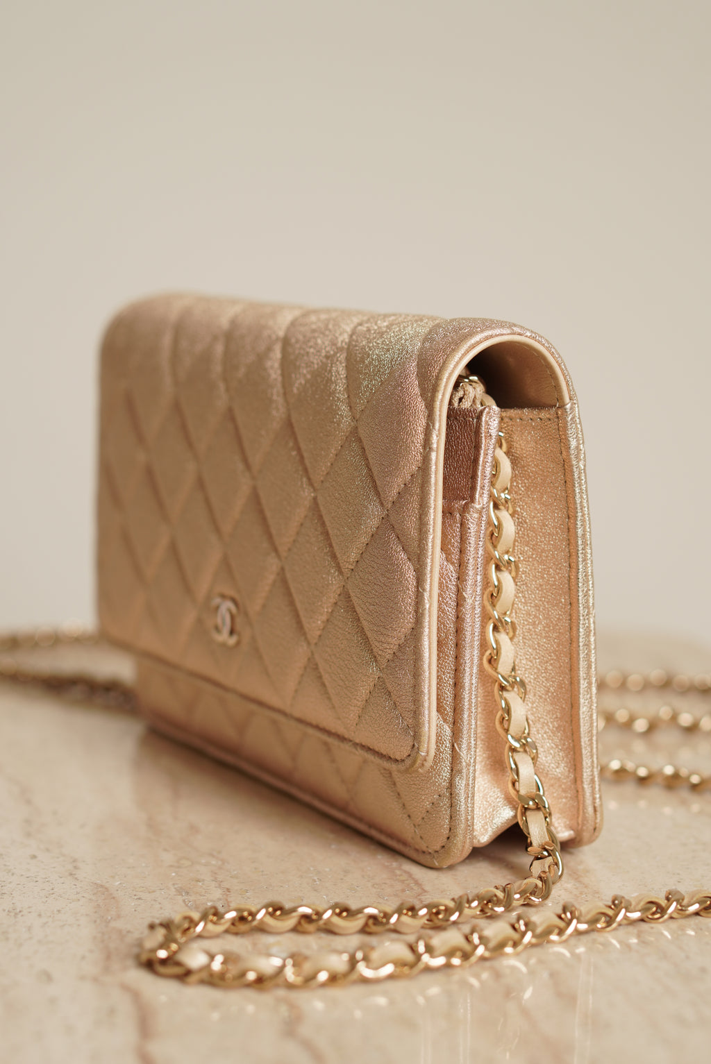 CHANEL WALLET ON CHAIN | METALLIC GOLD