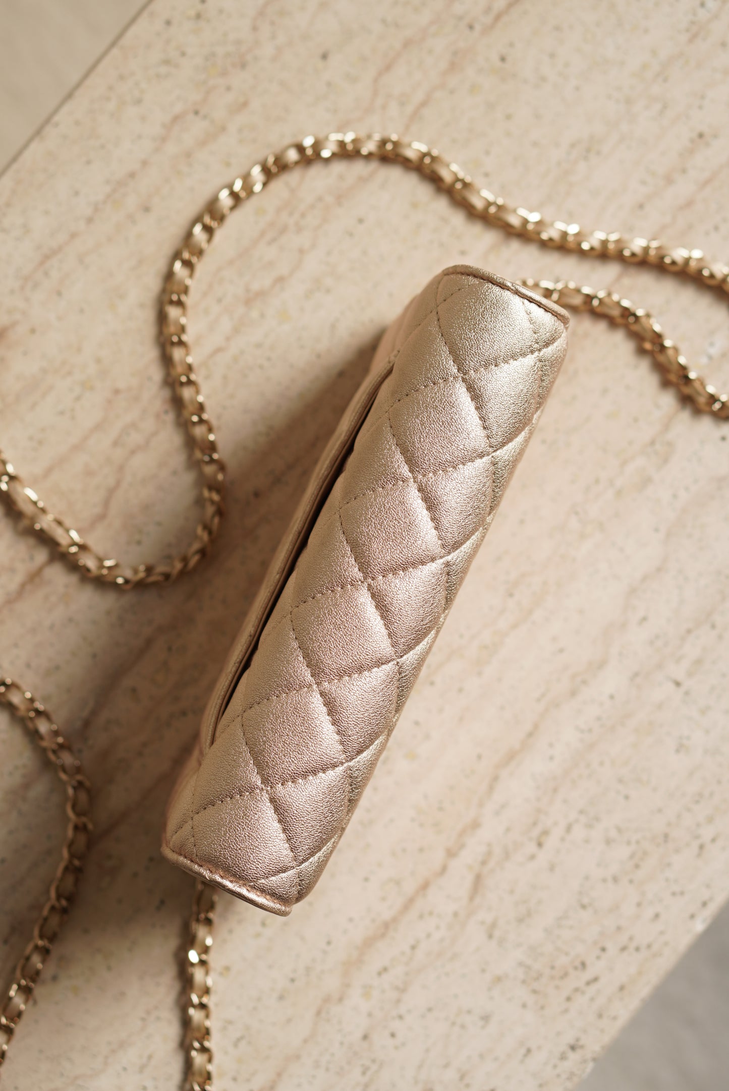 CHANEL WALLET ON CHAIN | METALLIC GOLD