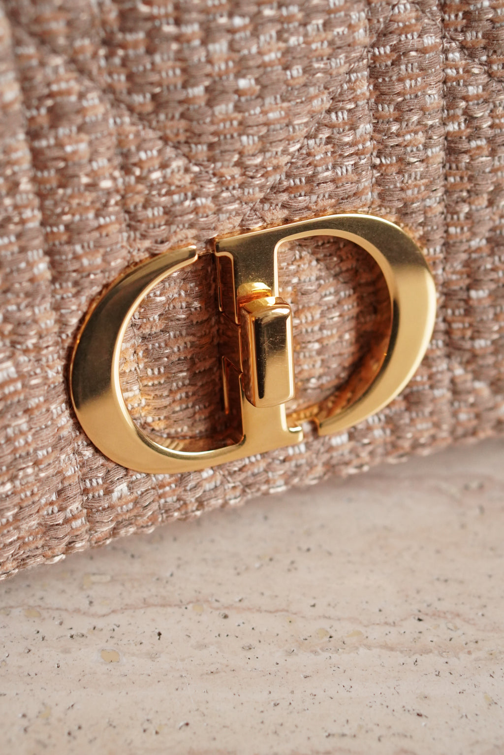 DIOR CARO MEDIUM TWEED | BEIGE