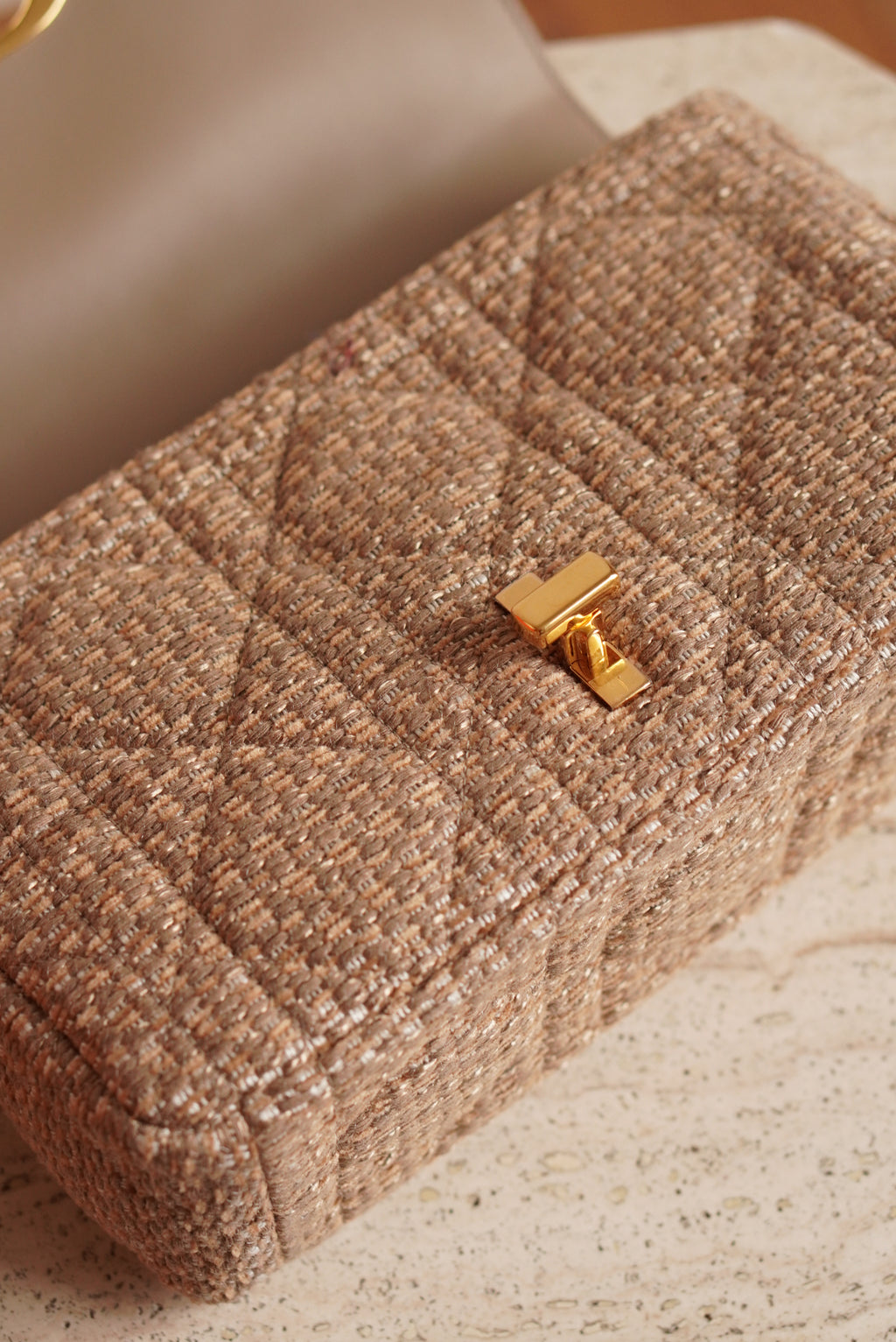 DIOR CARO MEDIUM TWEED | BEIGE