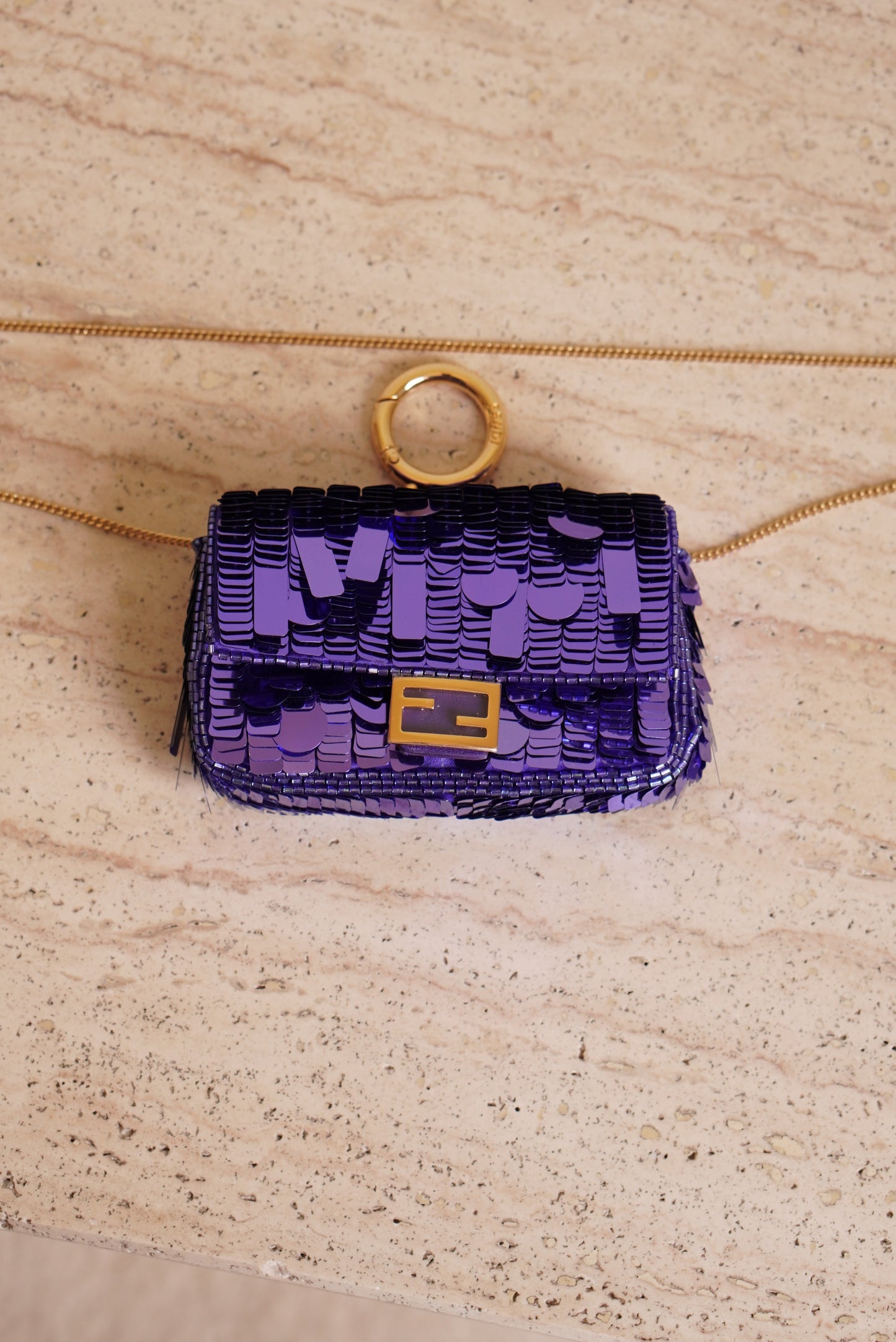 FENDI NANO BAGUETTE CHARM | PURPLE