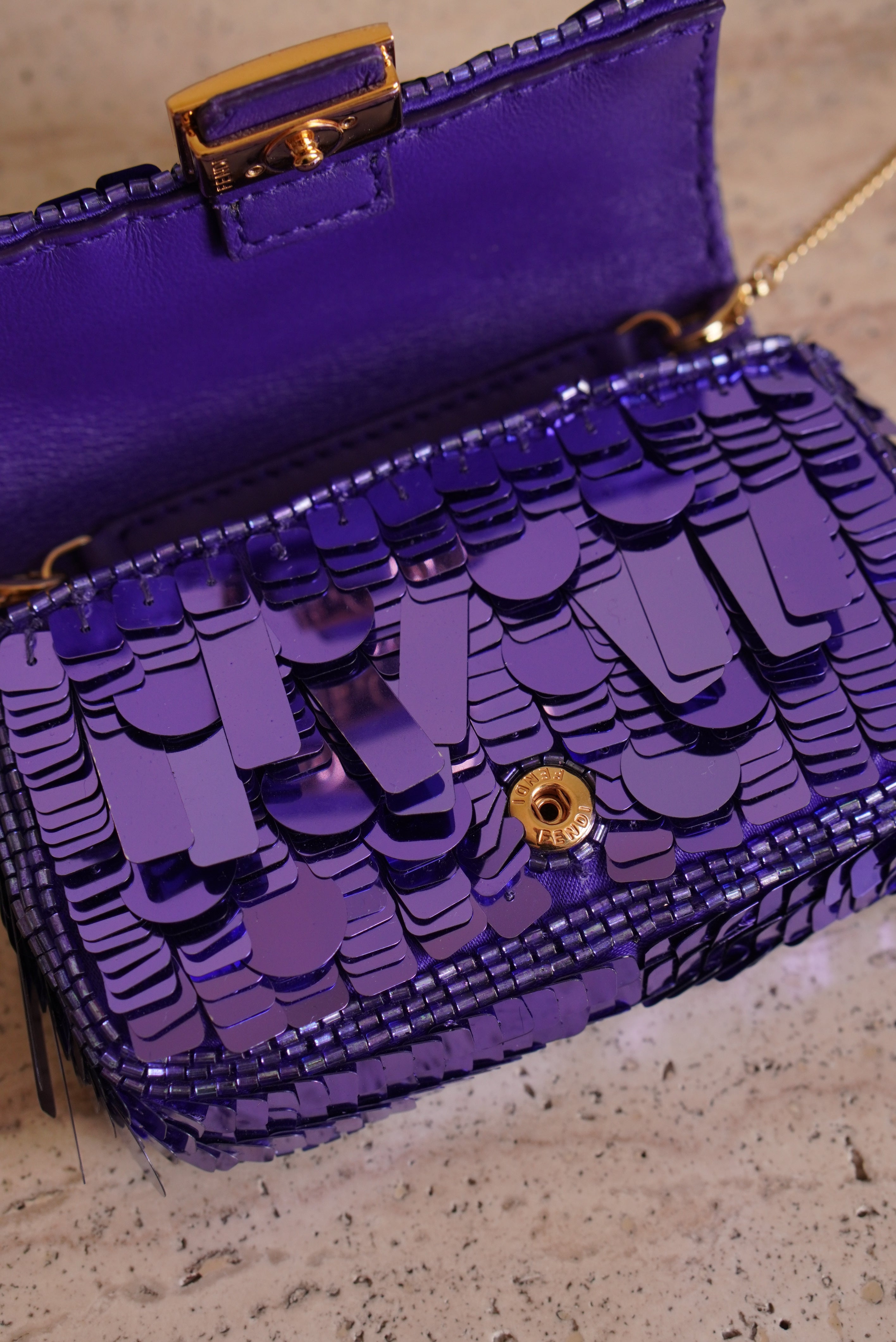 FENDI NANO BAGUETTE CHARM | PURPLE