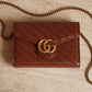GUCCI GG MARMONT WALLET ON CHAIN | BROWN