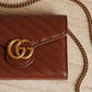 GUCCI GG MARMONT WALLET ON CHAIN | BROWN