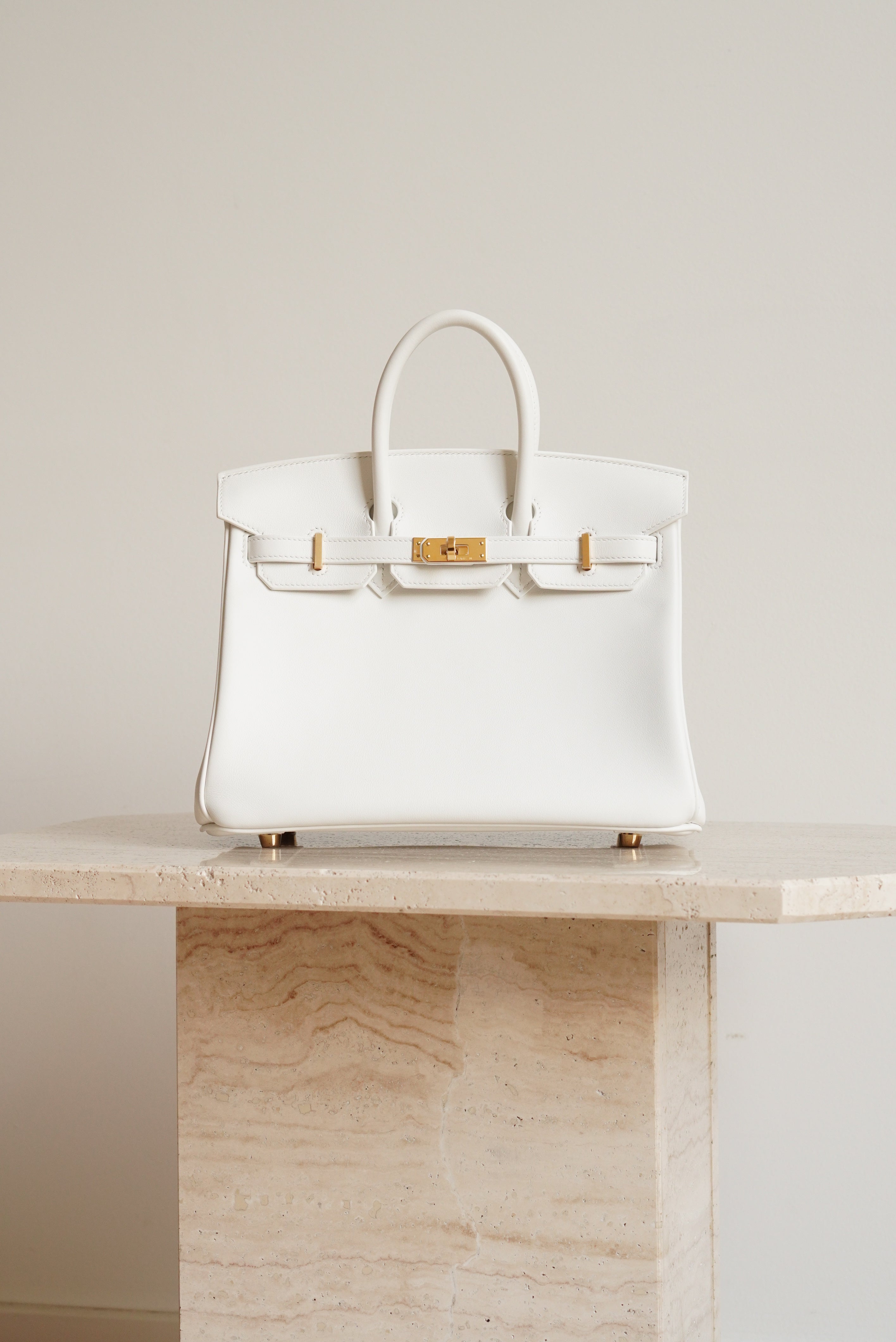 HERMÈS BIRKIN 25 RETOURNE SWIFT | NEW WHITE