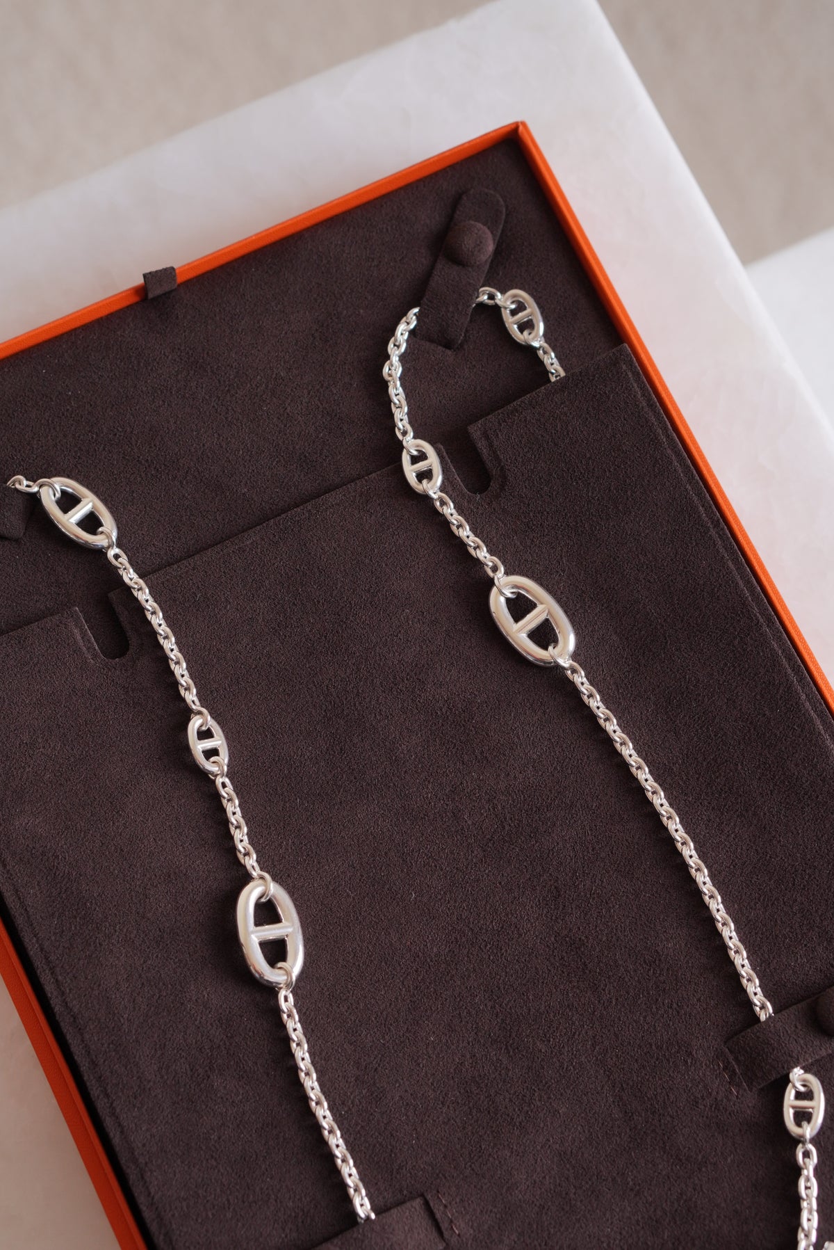 HERMÈS FARANDOLE LONG NECKLACE 120 | SILVER