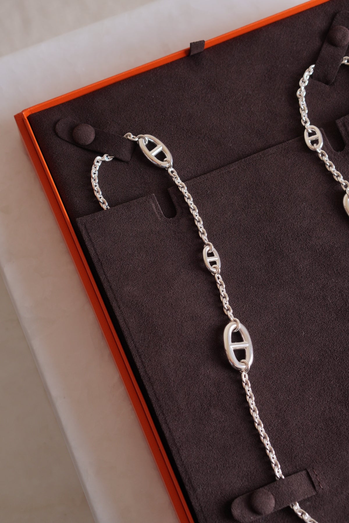 HERMÈS FARANDOLE LONG NECKLACE 120 | SILVER