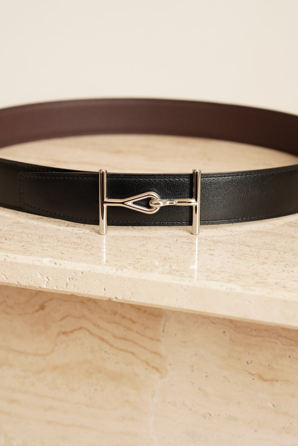 HERMÈS JUMBO BELT BUCKLE & REVERSIBLE LEATHER STRAP | NOIR & CHOCOLAT