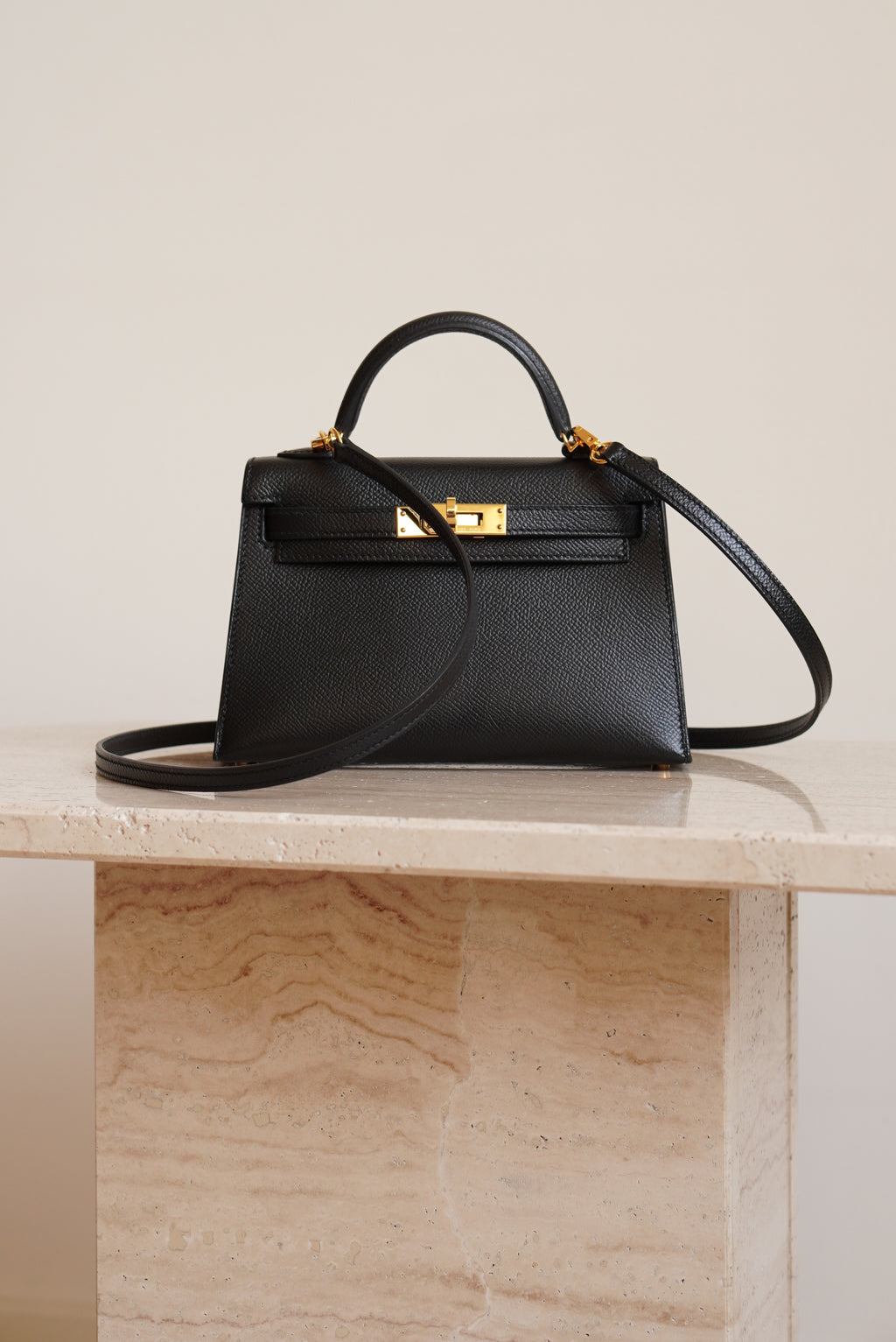 HERMÈS MINI KELLY SELLIER EPSOM | NOIR