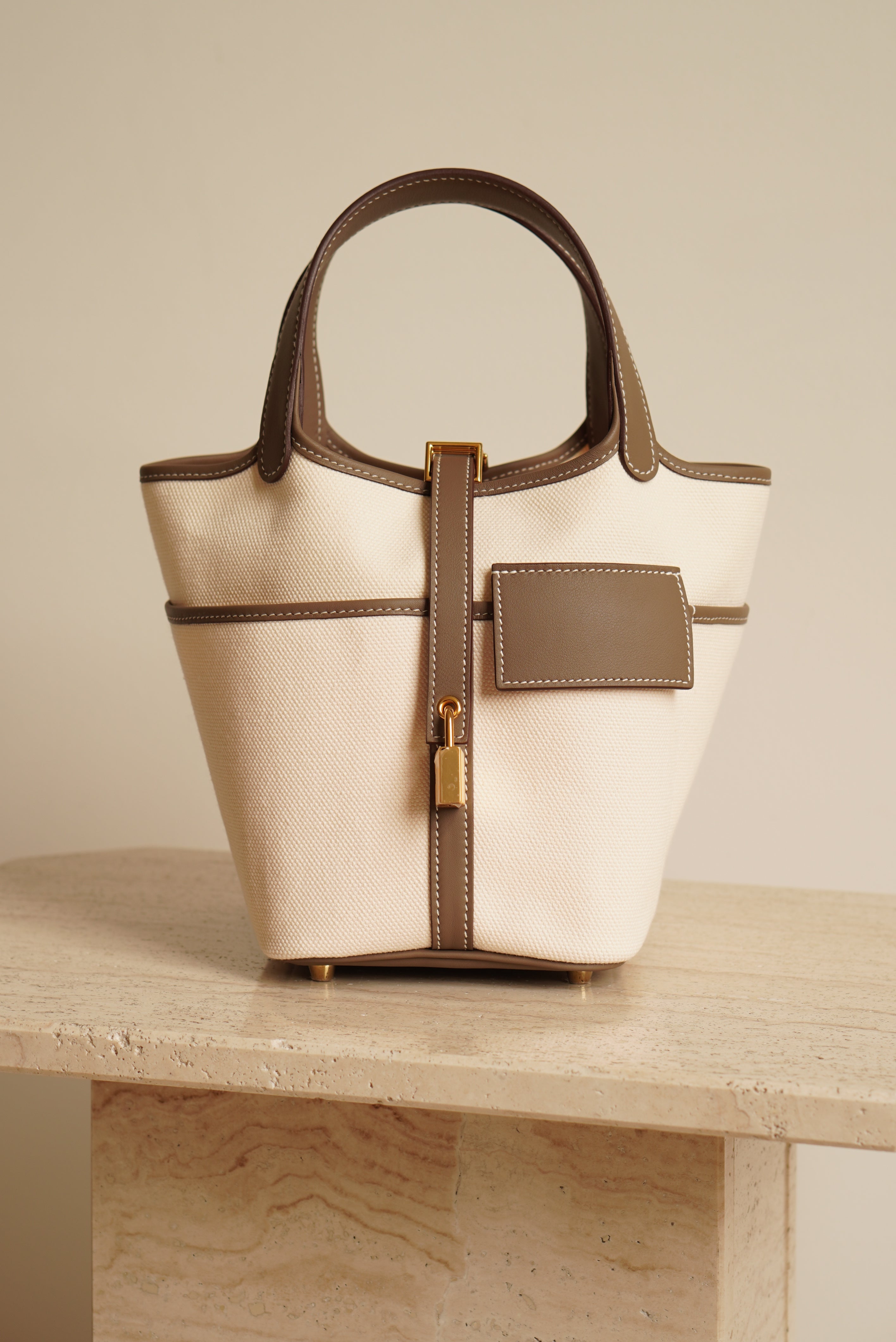 HERMÈS PICOTIN 18 POCKET | ECRU & ETOUPE