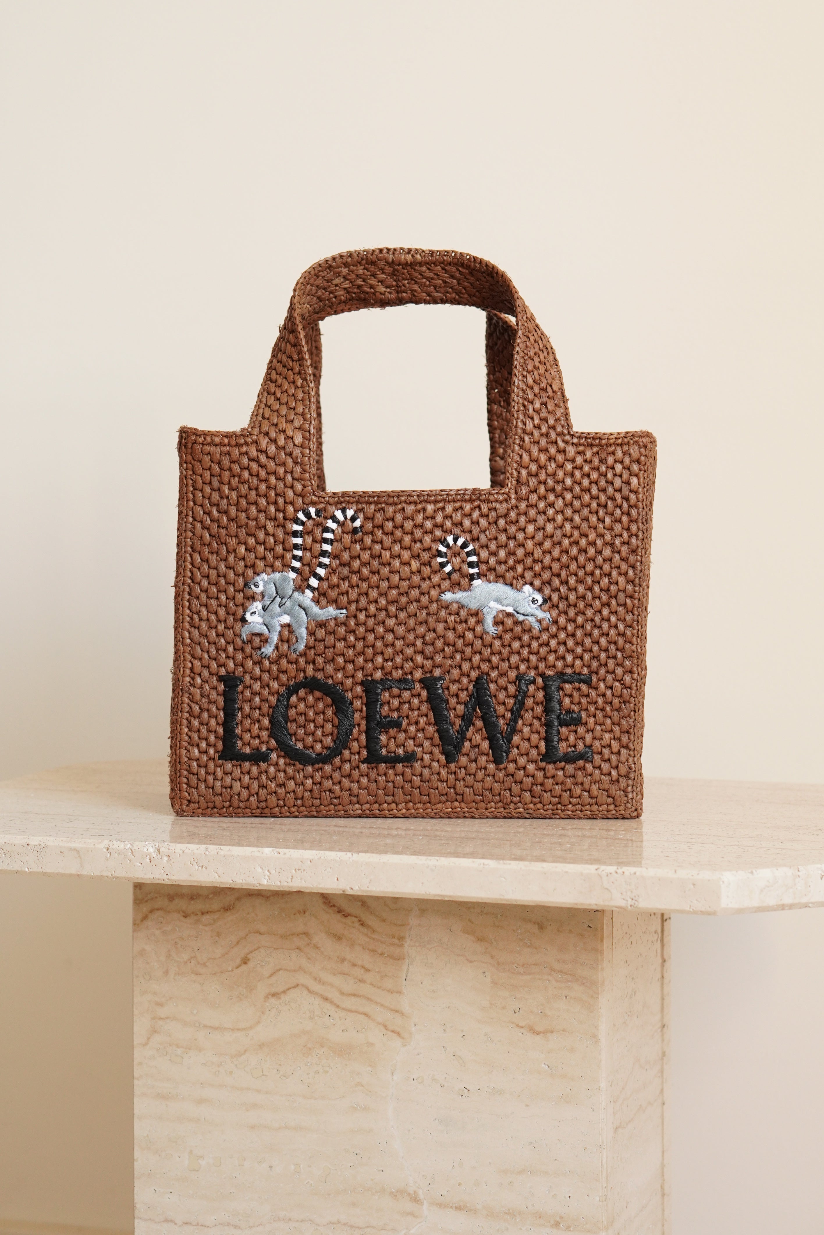 LOEWE x SUNA FUJITA LEMUR FONT TOTE SMALL | BROWN