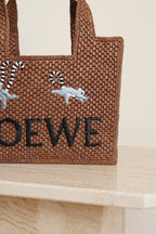 LOEWE x SUNA FUJITA LEMUR FONT TOTE SMALL | BROWN