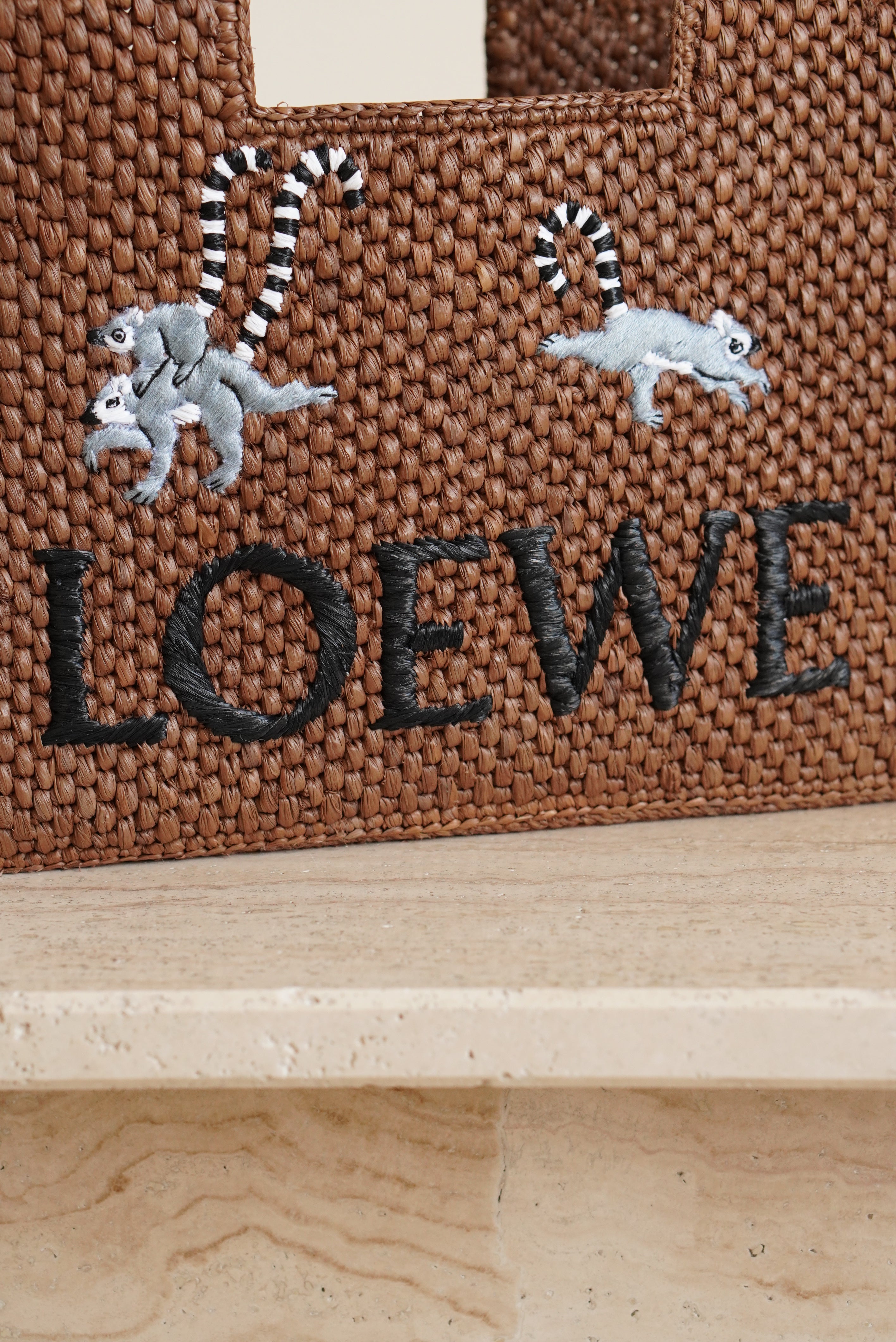 LOEWE x SUNA FUJITA LEMUR FONT TOTE SMALL | BROWN