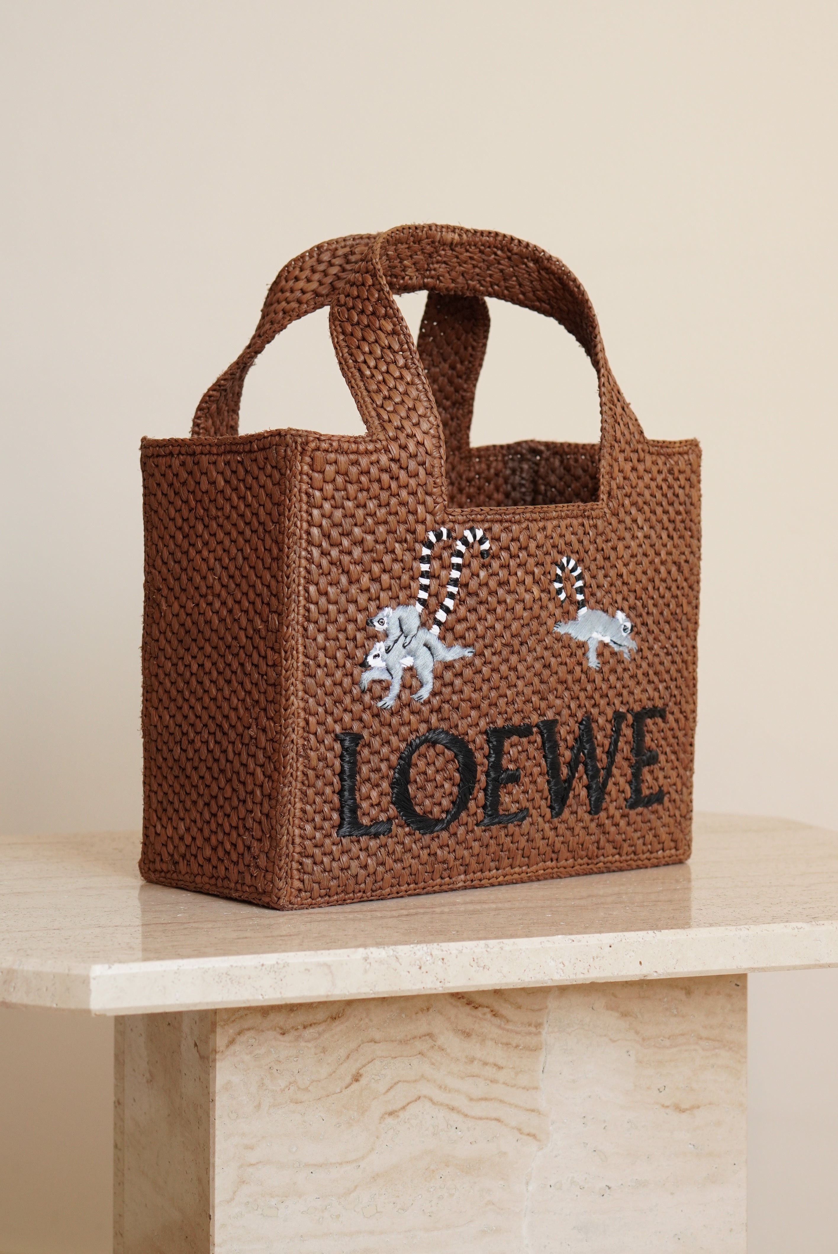 LOEWE x SUNA FUJITA LEMUR FONT TOTE SMALL | BROWN