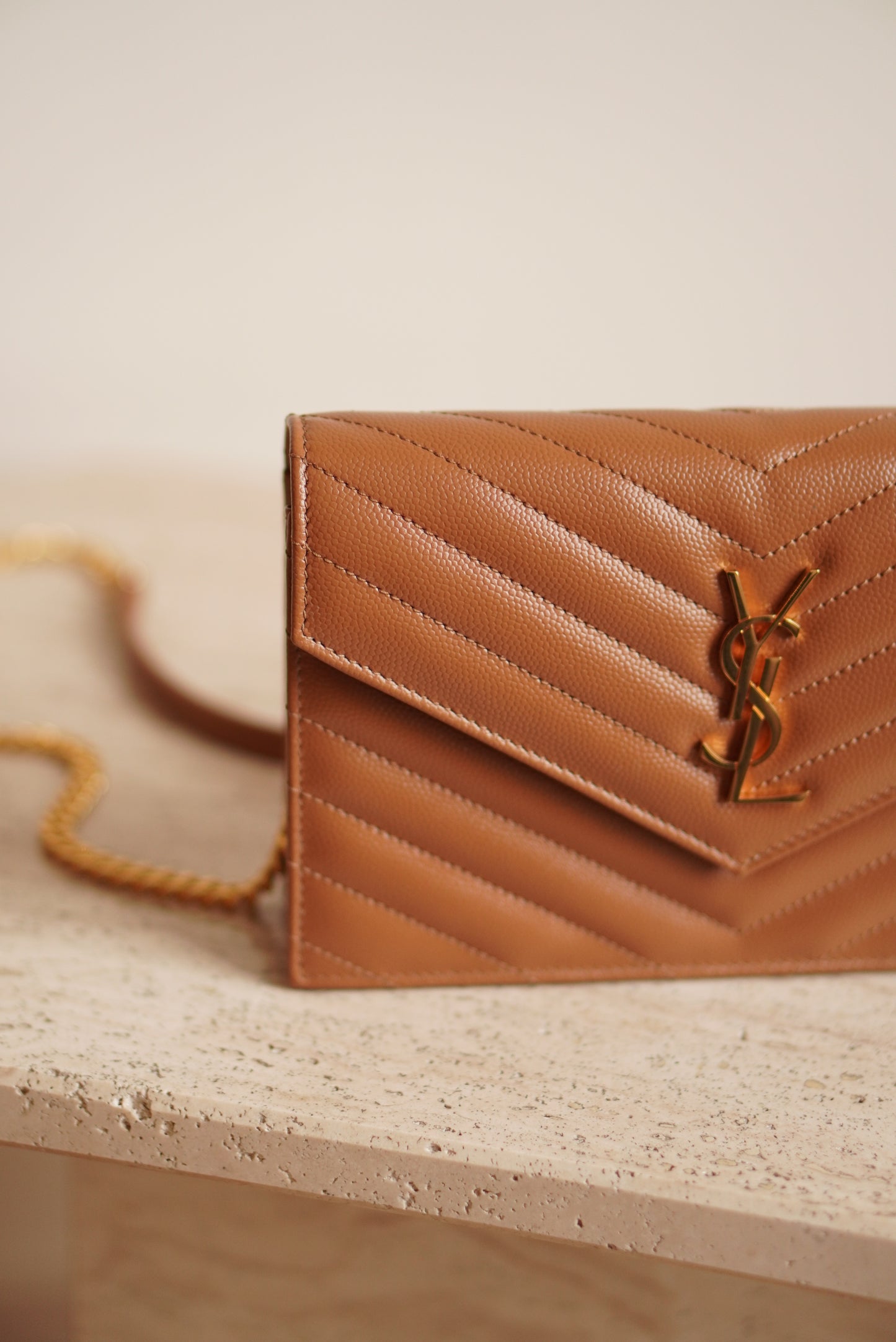 SAINT LAURENT CASSANDRE ENVELOPE CHAIN WALLET