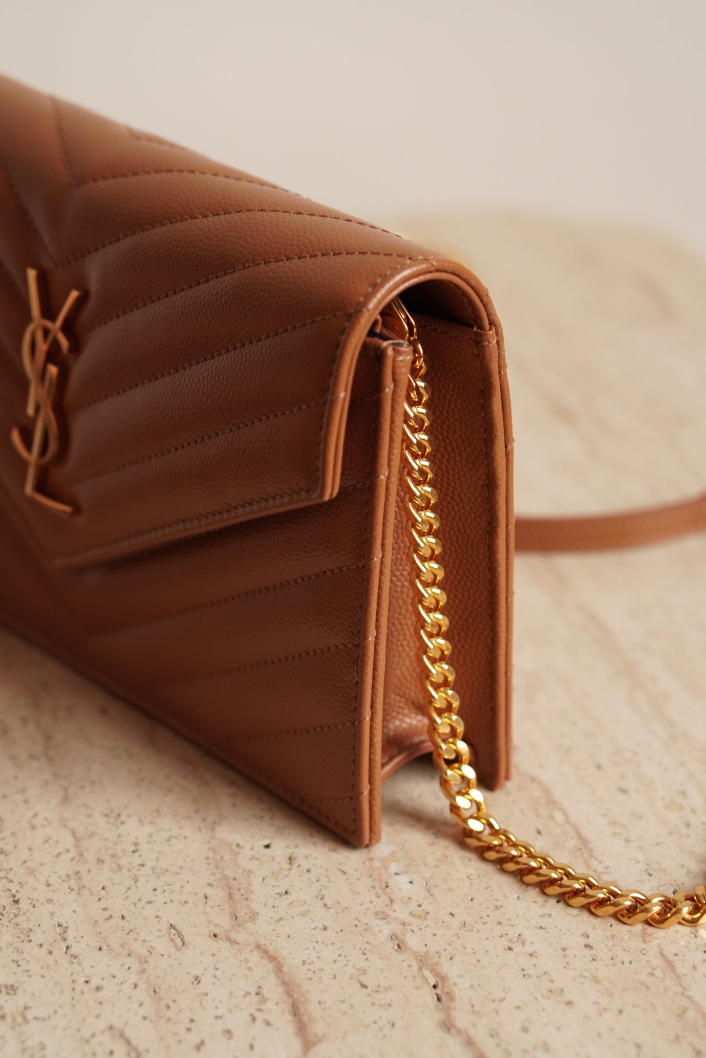 SAINT LAURENT CASSANDRE ENVELOPE CHAIN WALLET