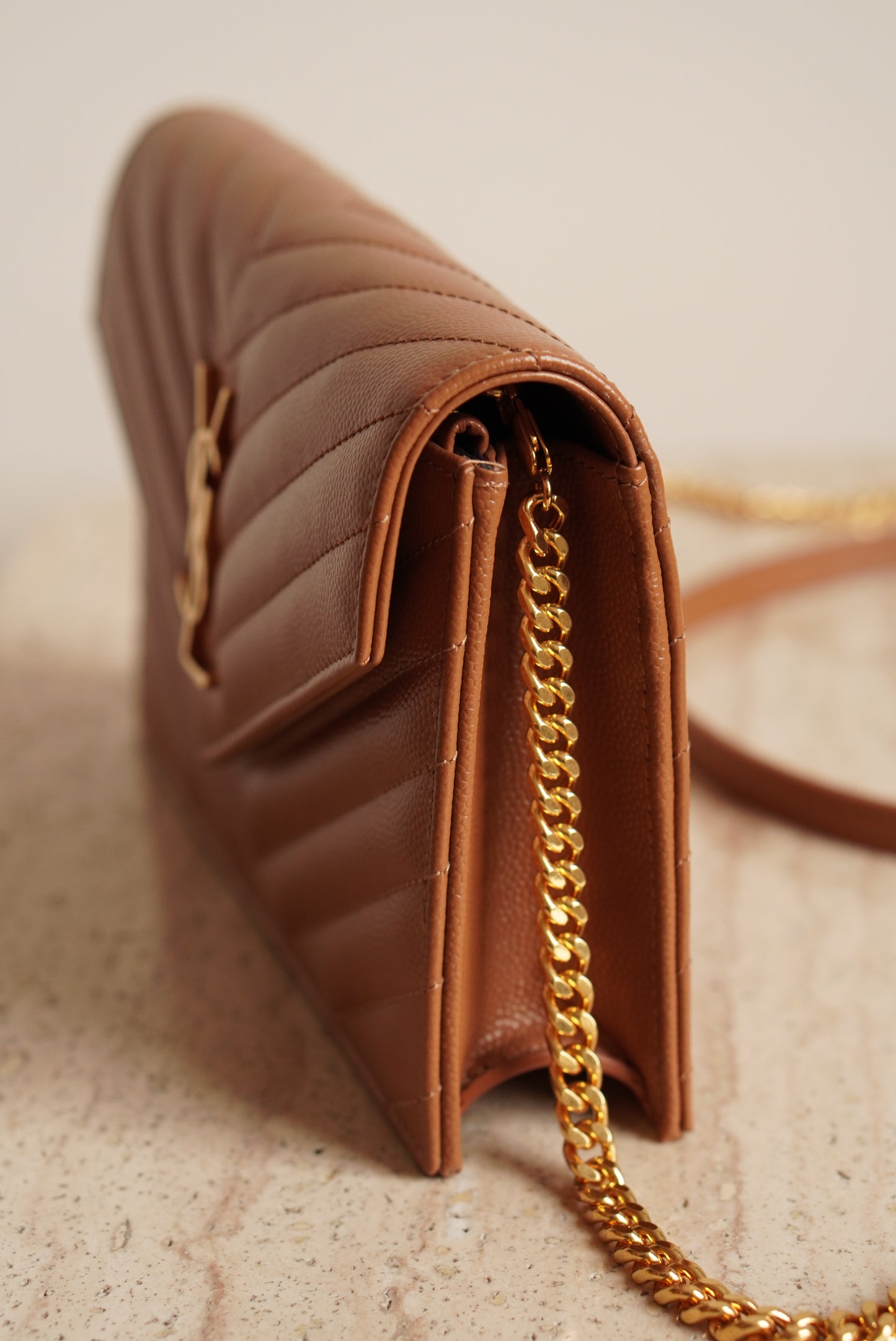 SAINT LAURENT CASSANDRE ENVELOPE CHAIN WALLET