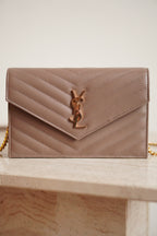 SAINT LAURENT CASSANDRE ENVELOPE CHAIN WALLET