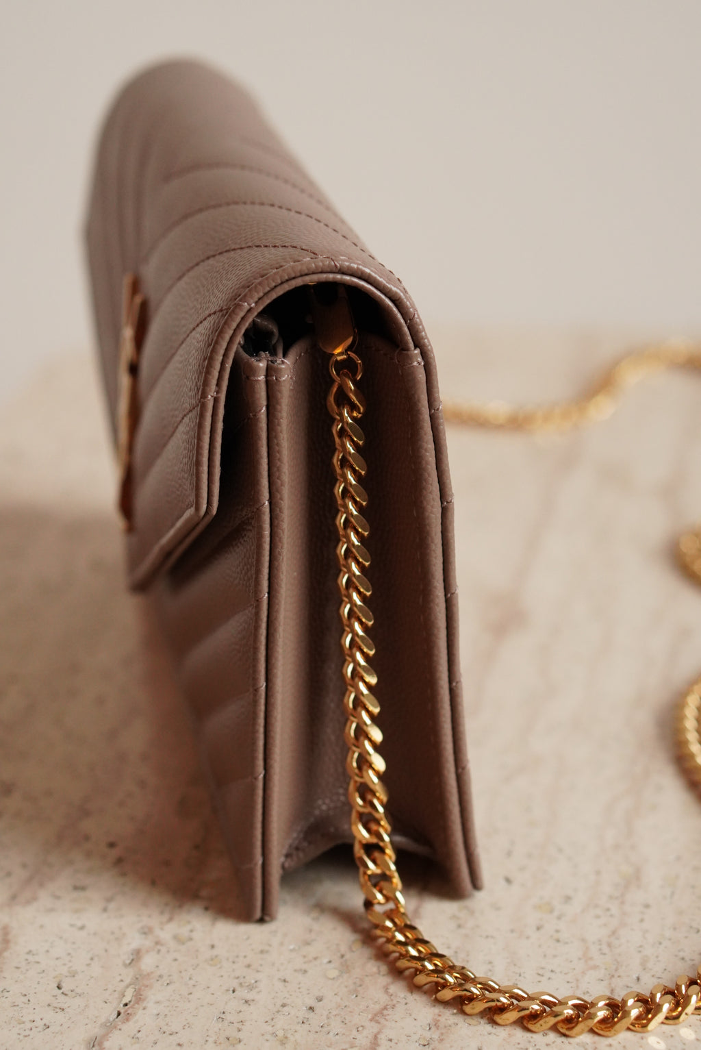 SAINT LAURENT CASSANDRE ENVELOPE CHAIN WALLET
