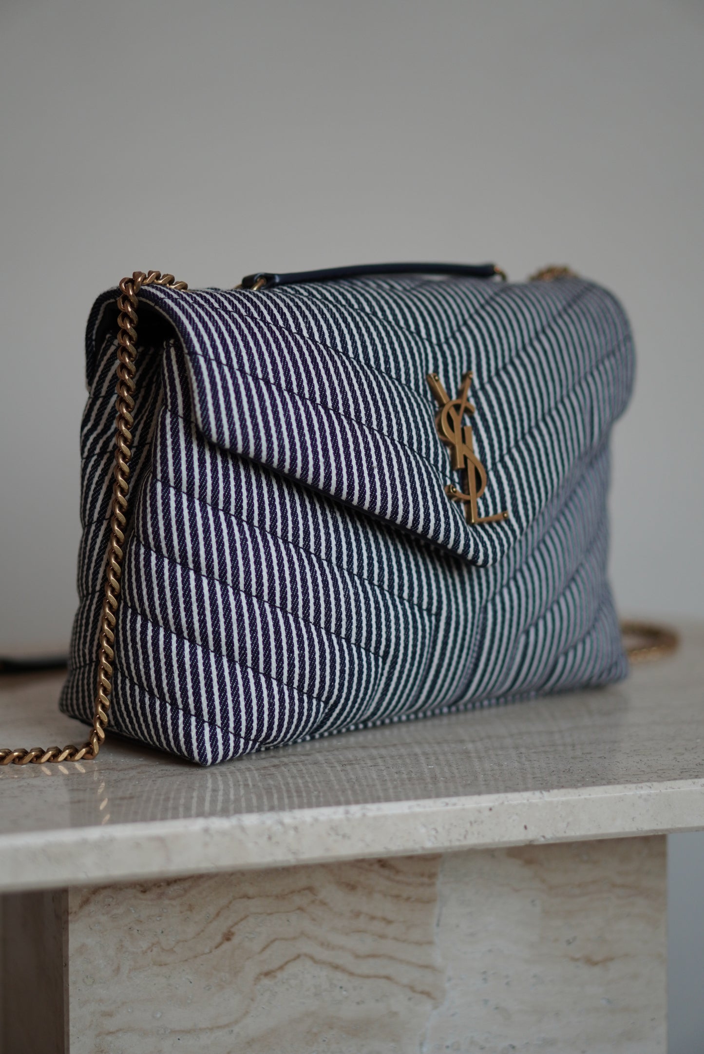 SAINT LAURENT LOULOU SMALL | STRIPED