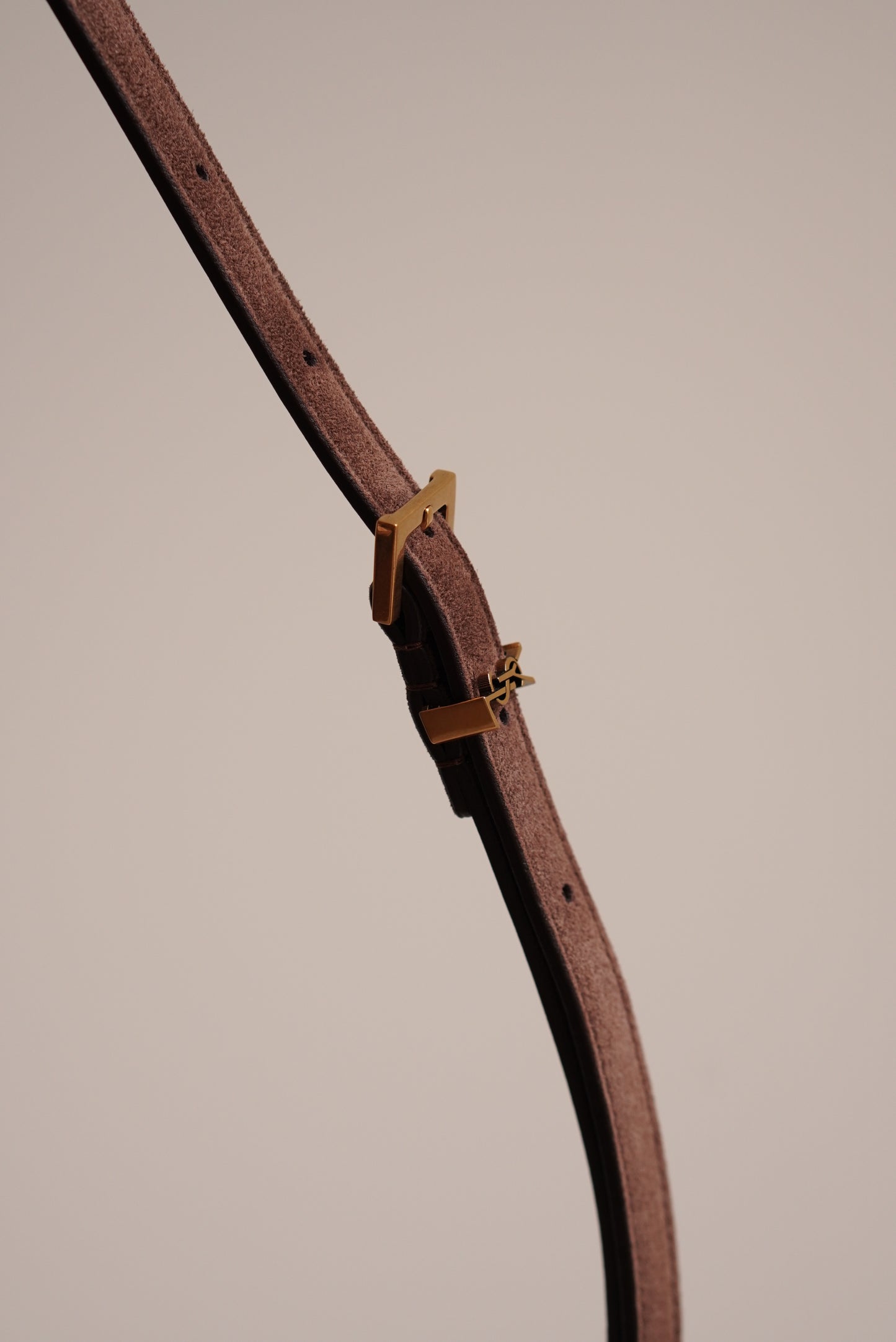 SAINT LAURENT CASSANDRE BELT EXTRA THIN | BROWN