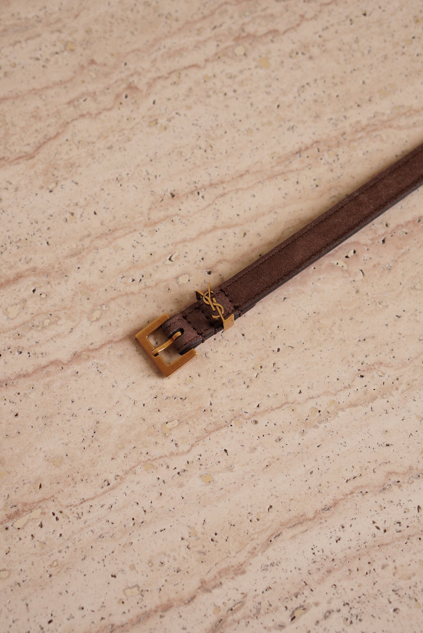 SAINT LAURENT CASSANDRE BELT EXTRA THIN | BROWN