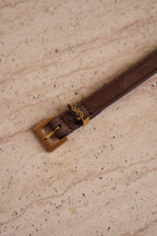 SAINT LAURENT CASSANDRE BELT EXTRA THIN | BROWN