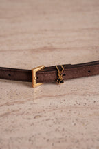 SAINT LAURENT CASSANDRE BELT EXTRA THIN | BROWN