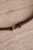 SAINT LAURENT CASSANDRE BELT EXTRA THIN | BROWN