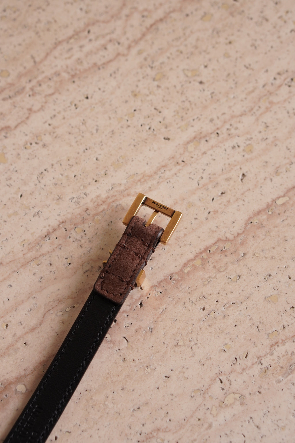 SAINT LAURENT CASSANDRE BELT EXTRA THIN | BROWN