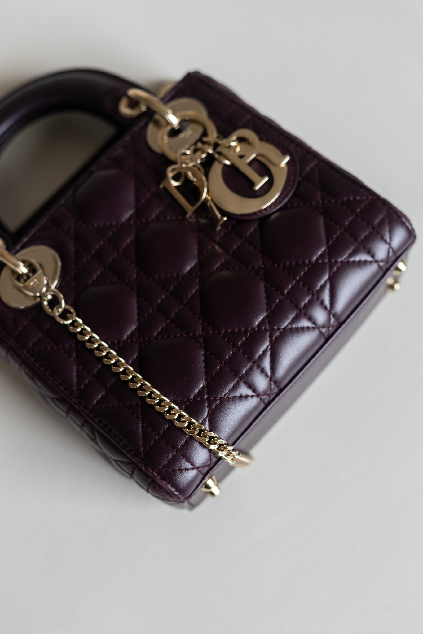 Lady dior mini burgundy best sale